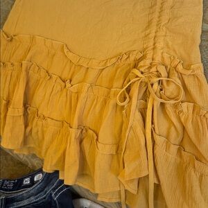 Sage Ruffle Skirt in Saffron Yellow Size L